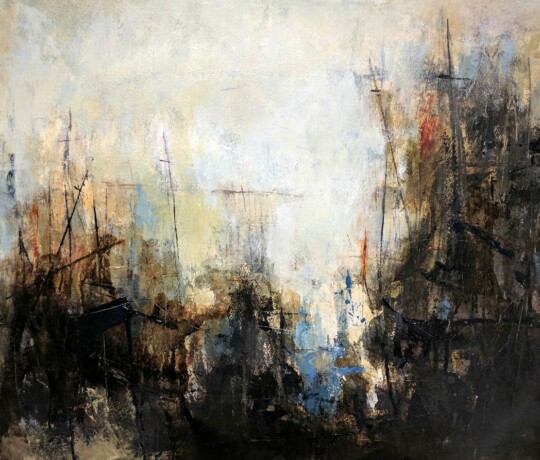 An unending night -Mixed media on paper, 22 x 30 inches (2017) Gallerina
