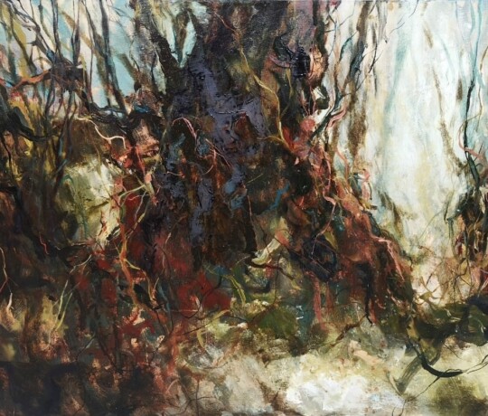 Entanglement - Oil on board, 24 x 26 inches (2021) Oil School Gallery