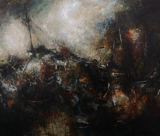 Praying for the storm to end - Oil on board (2020) SOLD