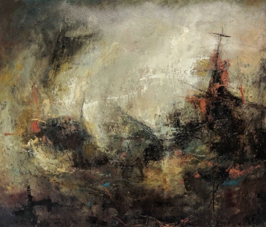 In the heart of the storm - Oil on paper, 34 x 46 inches (2018) - SOLD