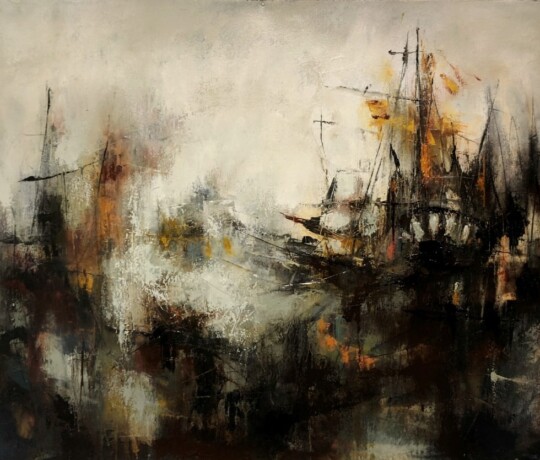 Through the grey quiet of dawn - Oil on paper - (2018) SOLD