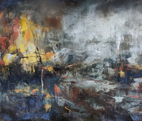 Whilst we prayed for silence - Oil on paper, 22 x 44 inches (2018) - SOLD